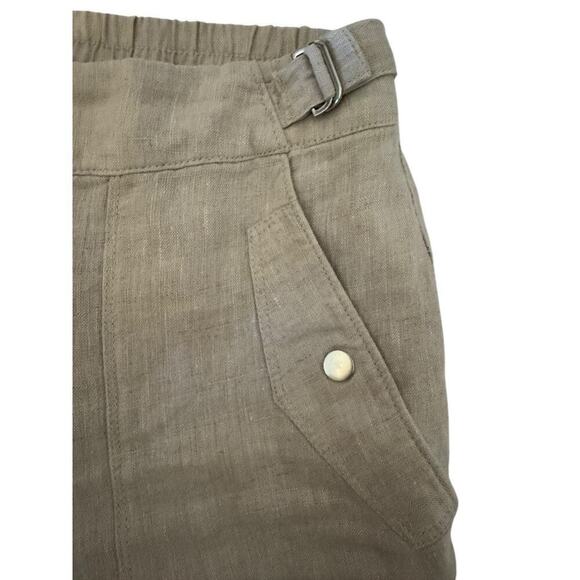 Athleta Voyager Pants Natural Beige 100% Linen Tapered Size 12 Coastal - Picture 3 of 8